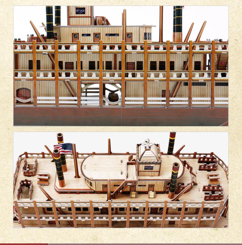 Mississippi Steamboat 3D Puzzle CubicFun จิ๊กซอว์ ตัวต่อเรือกลไฟ โมเดลเรือมิสซิสซิปปี - Toys Store