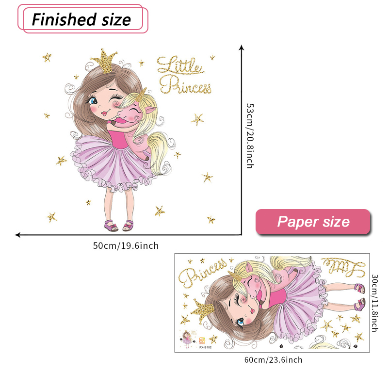 Princess on The Moon Wall Sticker Girls Room Bedroom Decor Wallpaper ...