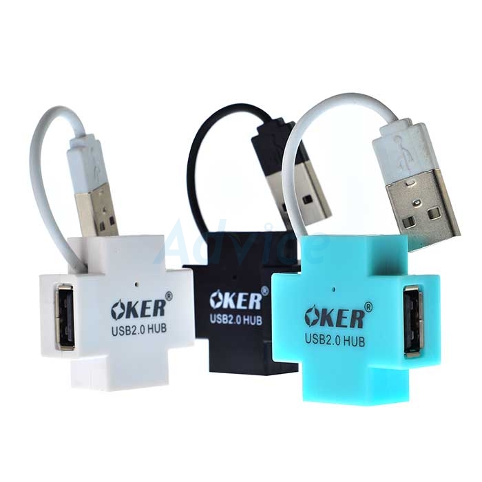 4 Port USB HUB OKER (H409) คละสี อุปกรณ์เชื่อมต่อ ประกัน 1Y