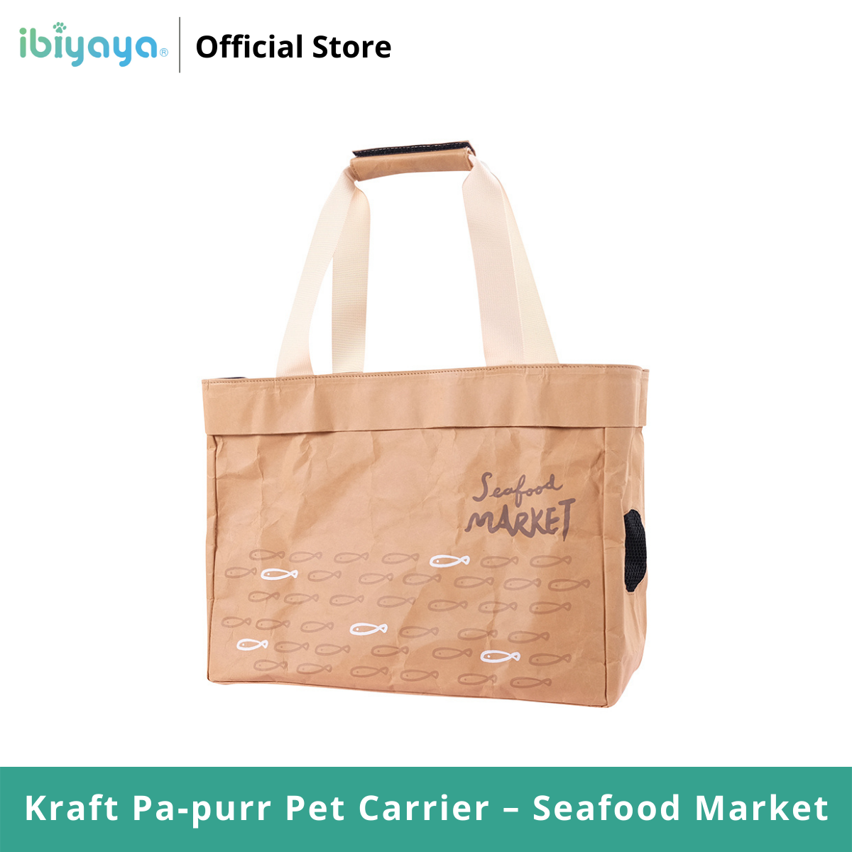 Ibiyaya Kraft Pa-purr Pet Carrier – Seafood Market กระเป๋าใส่สุนัข  กระเป๋าใส่สัตว์เลี้ยง Kraft Pa-purr Pet Carrier รับน้ำหนักได้ 6 Kg. ลาย  Seafood Market