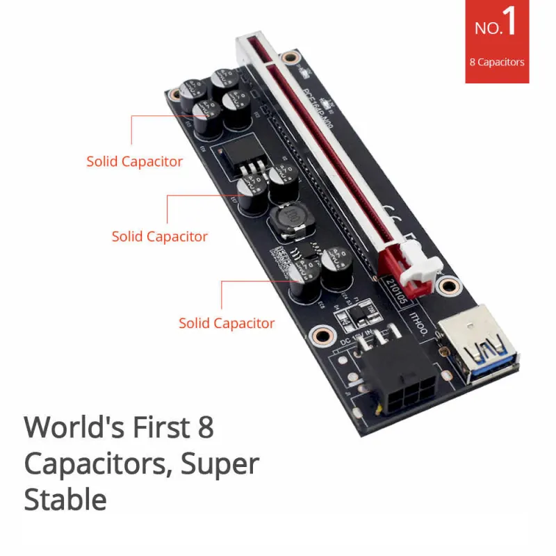 ภาพสินค้าสายไรเซอร์ Riser PCIE V.009S V.010S V.011S มี 8-10Capacitor อายุการใช้งานยาวนานกว่าเดิม Bitcoin จากร้าน O2Shop บน Lazada ภาพที่ 3