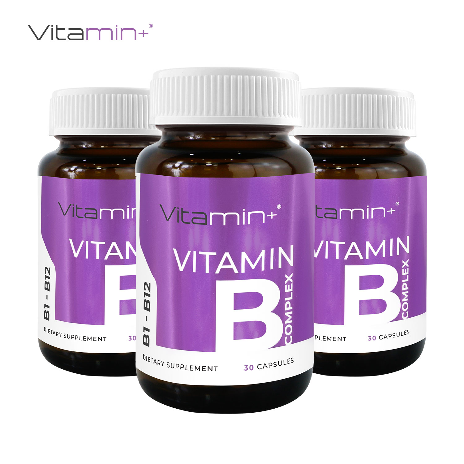 [แพ็ค 3 ขวด สุดคุ้ม] วิตามินบีรวม วิตามินพลัส Vitamin B Complex Vitamin plus Vitamin B1 B2 B3 B5