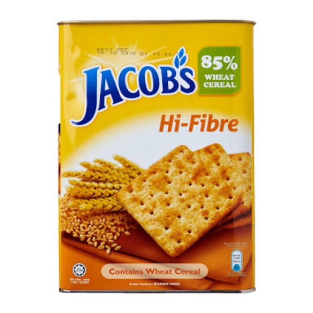 Jacob Fiber Jacob's Hi Fiber Cream Cracker ขนมปังจาค็อบส์ จาค็อบส์ ไฟเบอร์ ครีม ...