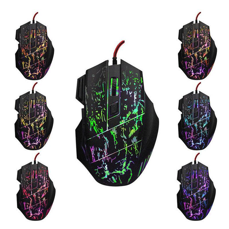 เมาส์เกมมิ่ง 5500 DPI 7 Button LED Optical USB Wired Gaming Mouse Mice For Pro Gamer PC