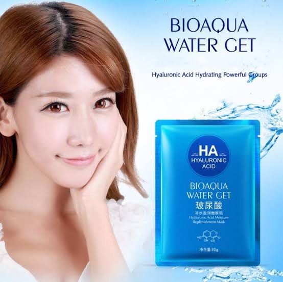 **พิเศษซื้อ 10 ฟรี 1แผ่น** มาส์กหน้าไฮยาลูรอน  BIOAQUA HA WATER GET MASK 30 g. มาส์กให้ความชุ่มชื้น ผิวฟู อิ่มน้ำ หน้าเนียนใส
