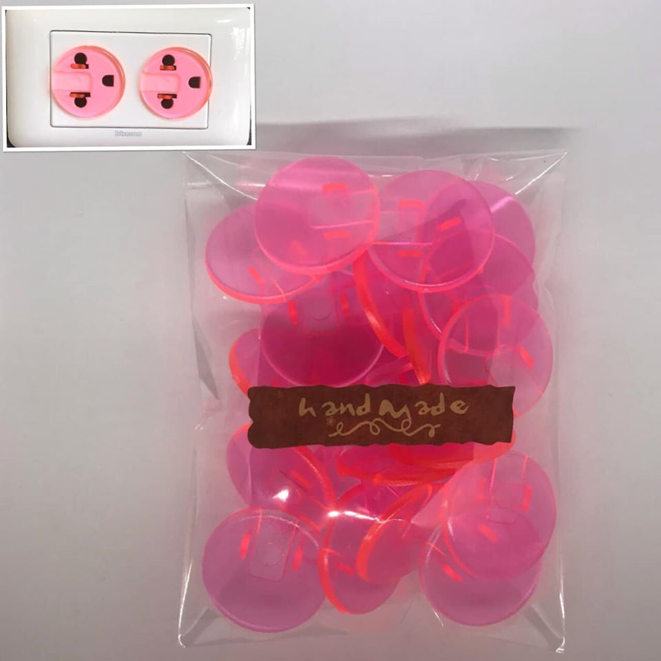 20 Pcs Pink Color Handmade®️Bignet ที่ปิดปลั๊กไฟ Handmade®️ สีชมพูใส 20 ชิ้น protection  2 plug  cover 3 plug safety