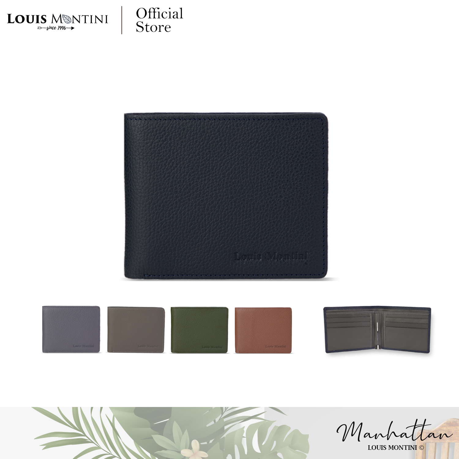 Louis Montini (Minimal Style) กระเป๋าสตางค์หนังวัวแท้ กระเป๋าผู้ชายหนังแท้ MEN’s WALLET TTM095