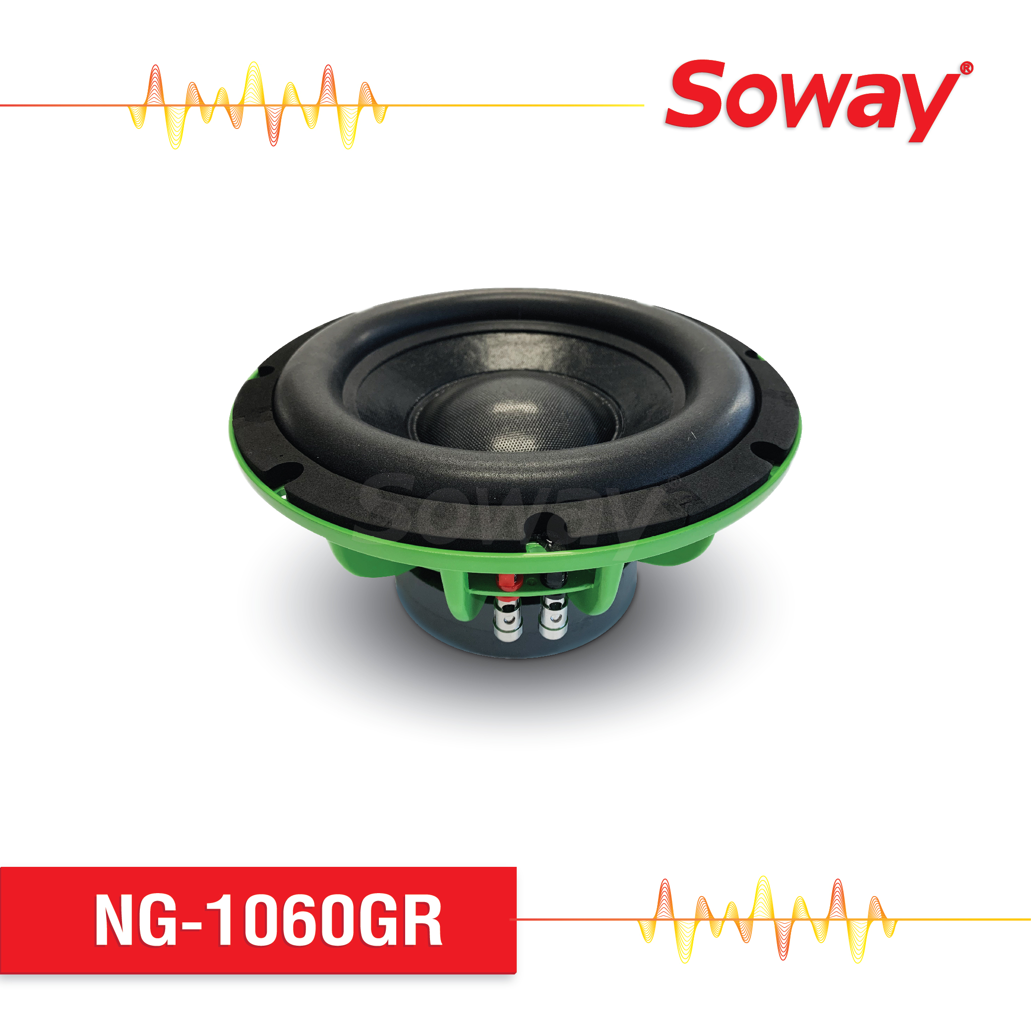 Soway NG-1060GR ซับวูฟเฟอร์ 10นิ้ว แม่เหล็ก 156x20mm 2000W แม่เหล็ก 2ก้อน 4+4Ω โครงหล่อ Subwoofer 1ดอก/1คู่  จำนวน 1 ดอก
