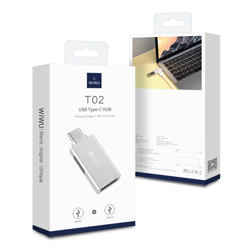 Wiwu T02 Two In One อุปกรณ์ชาร์จแปลง Type C To Usb 3.0 Hub สําหรับโทรศัพท์มือถือ