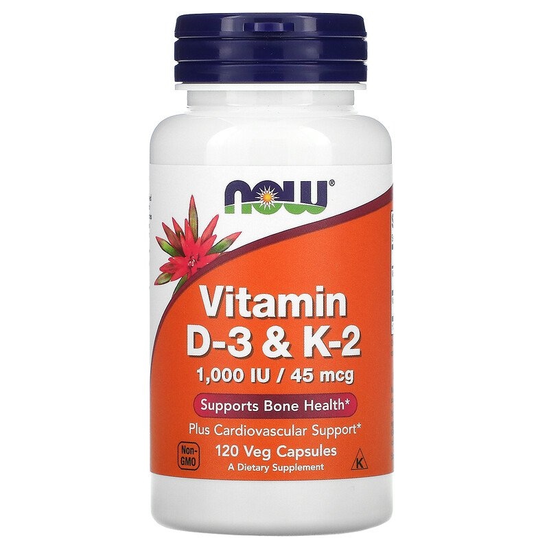 Spot Noah Now Vitamin D3 Vitamin K2 Capsule MK4 Calcium Supplement Waist Leg Pain Cramps 120