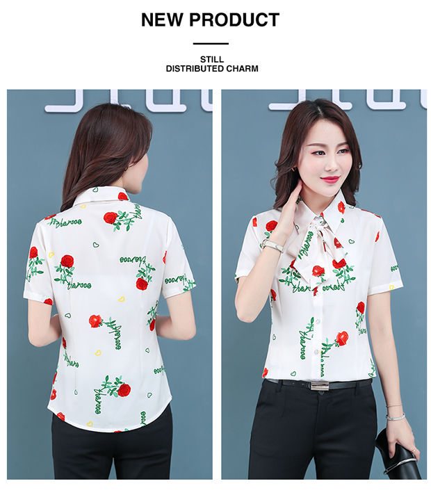 (จัดส่งจากประเทศไทย) เสื้อเชิ้ตแขนสั้นผู้หญิงฤดูร้อนปี 2022 ใหม่สไตล์ ...