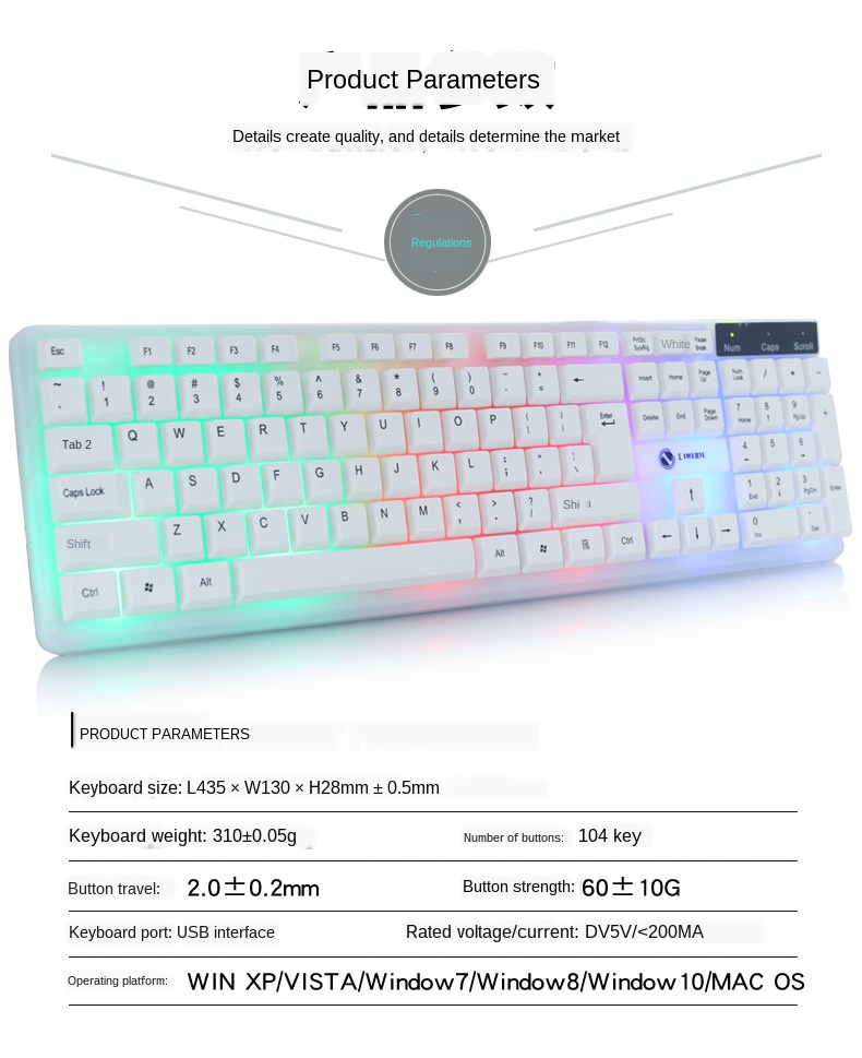 【suoluofashion】K11 Gaming Keyboard, Robotic RGB Keyboard Game with Floating Keys