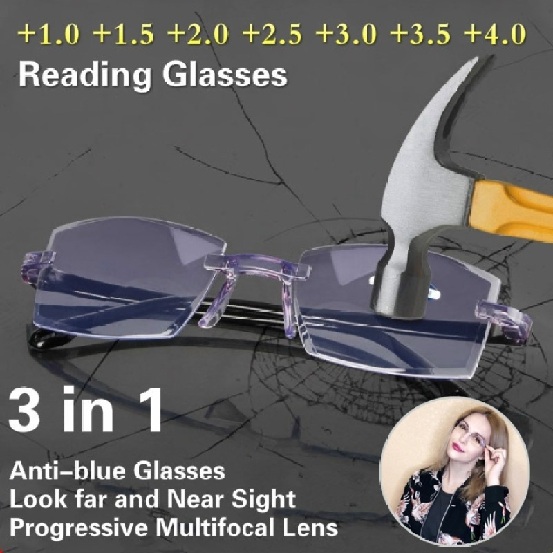 แว่นตาอ่านหนังสือชายผู้หญิง Bifocal Far ใกล้ป้องกันแสงสีฟ้าแว่นตาขยายแว่นตาผู้สูงอายุ
