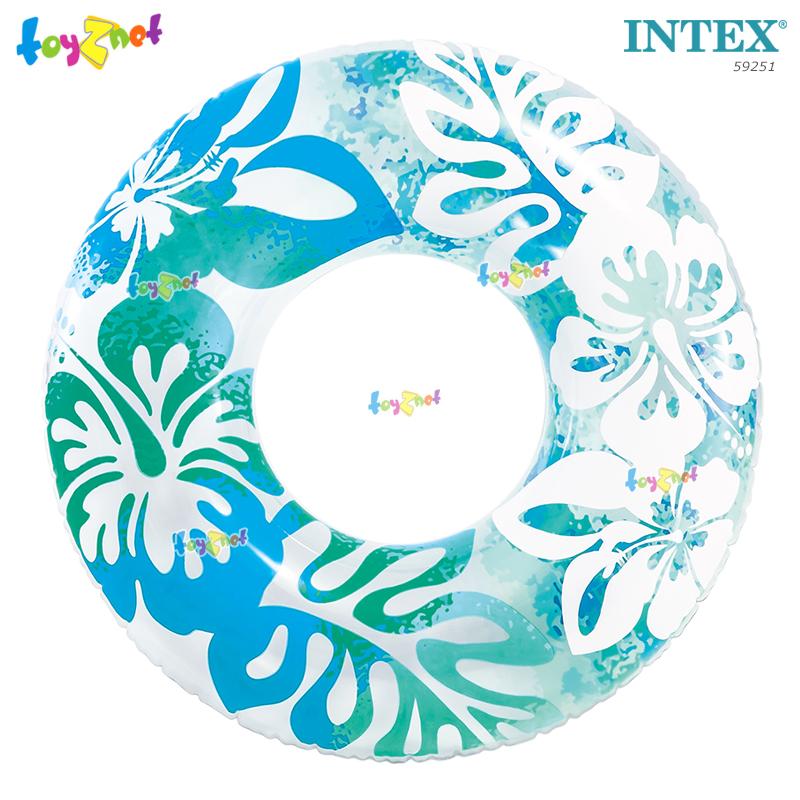 Intex ส่งฟรี ลายใหม่ ห่วงยางลายดอกไม้ 91 ซม. สีฟ้า รุ่น 59251