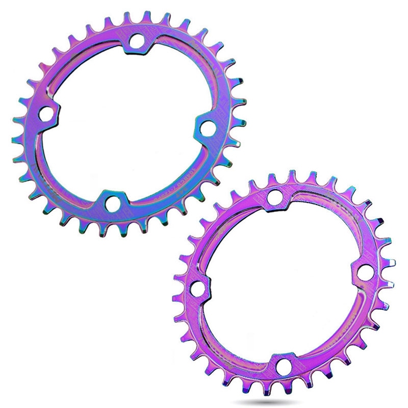 Mua 2x MOTSUV Narrow Wide 104BCD Colorful Bicycle Chainring Bike 34T/32T Oval Crankset Rainbow Chainwheel Tooth Plate