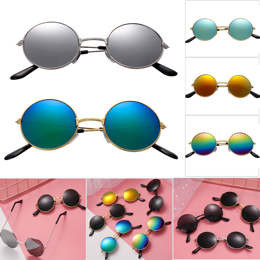 YNANA 1pc Fashion Cute Color Film Outdoor Product Reflective Trend Retro Children Sunglasses Eyewear Round Sun Glasses