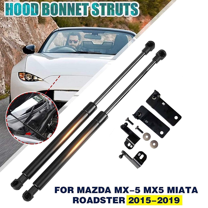 Front Engine Cover Bonnet Gas Struts Front Hood Support Shock Lift for Mazda MX-5 MX5 Miata Roadster 2015-2019