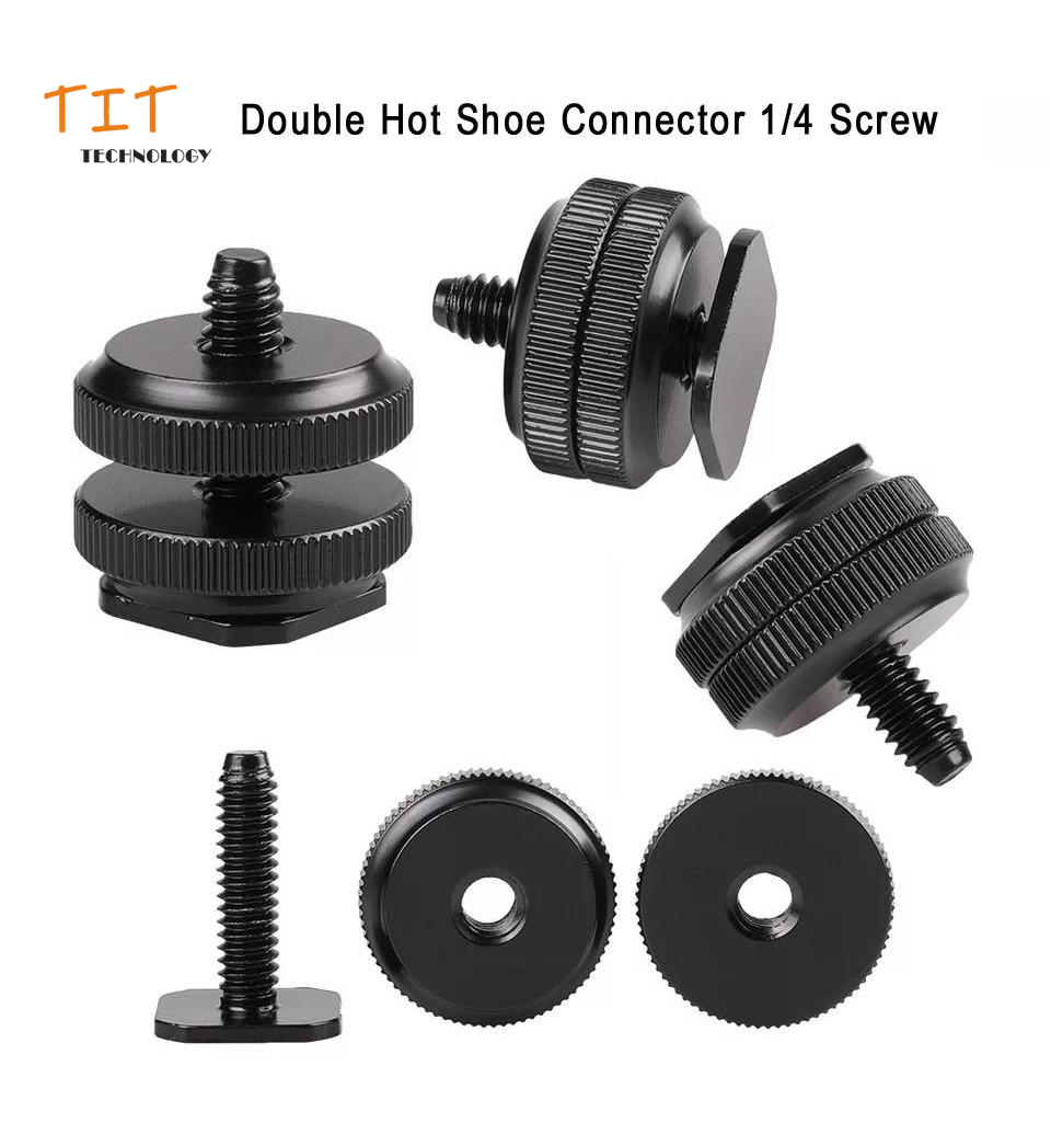 Double Hot shoe connector 1/4 inch camera screw hot shoe boots adapter