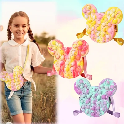 Popet Bubble Fidget Sensory Popit Bag Toy Simple Shoulder Bag Mickey Handbag Girls Gift
