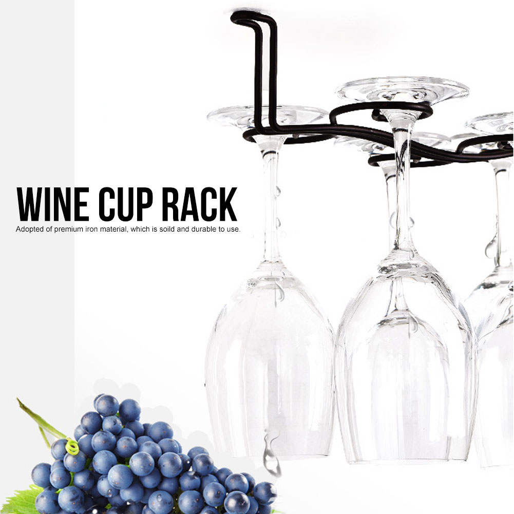 【ที่คว่ำจาน】Iron Hanging 6 Bottles Wine Cup Rack Glass Holder Display
