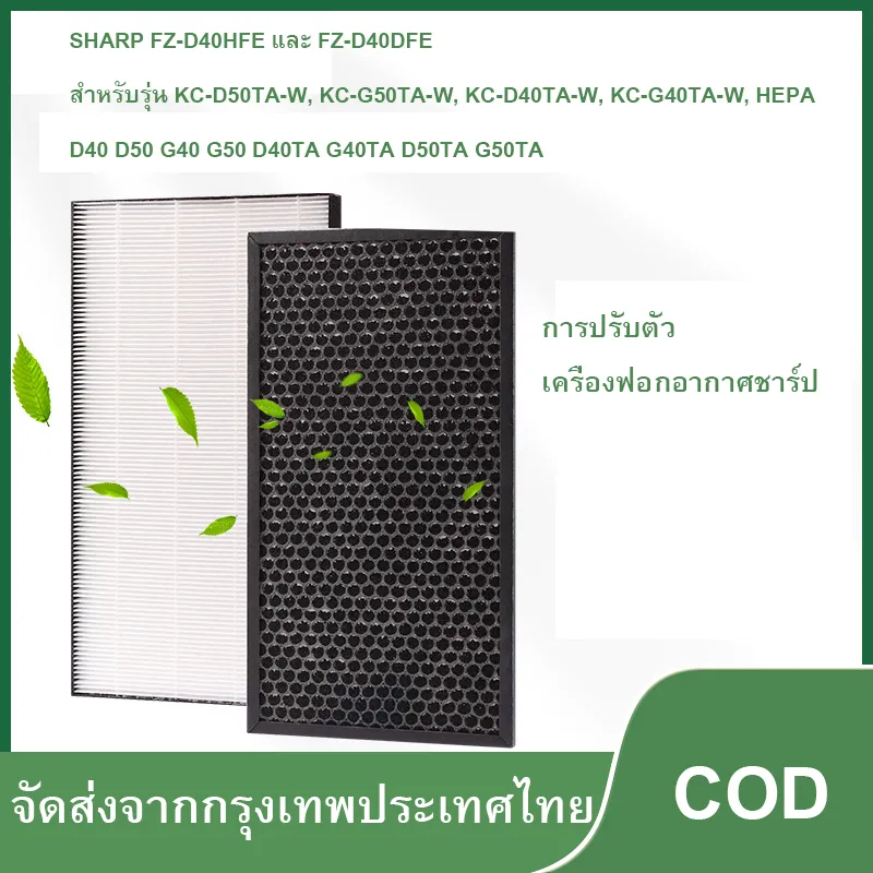 แผ่นกรอง เครื่องฟอกอากาศ Sharp FZ-D40HFE และ FZ-D40DFE ใช้สำหรับเครื่องรุ่น KC-D50TA-W, KC-G50TA-W, KC-D40TA-W, KC-G40TA-Wและ HEPA Deodorizing filter Replacement by gunfoon โดย ร้านกันฝุ่น