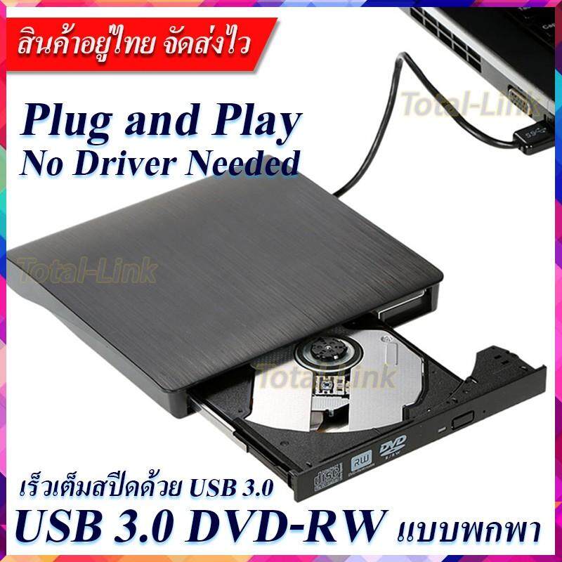 ไม่ต้องลงไดรเวอร์ใช้งานได้เลยDVD-RW External แบบพกพา อ่านเขียน CD/DVD-RW ส่งข้อมูลเต็มสปีดด้วย USB 3.0