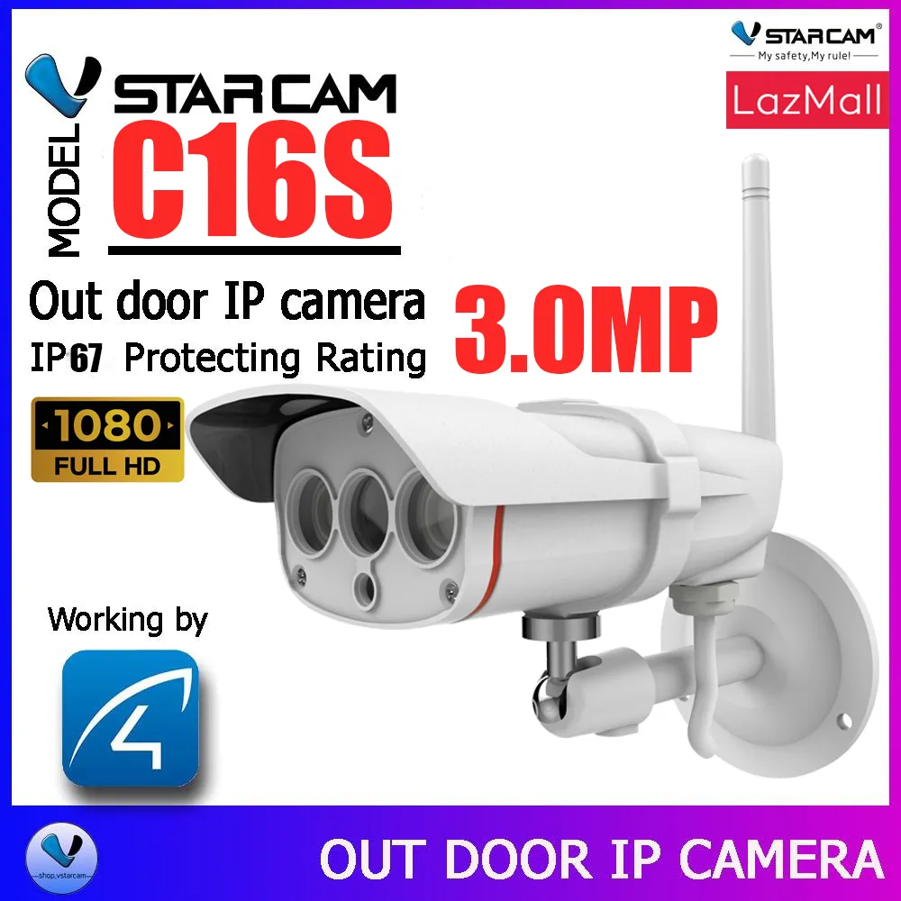 กล้องวงจรปิดไร้สาย ภายนอก กันน้ำ VStarCam C16S WiFi IP Camera 1080P 3.0ล้านพิกเซล By.SHOP-Vstarcam