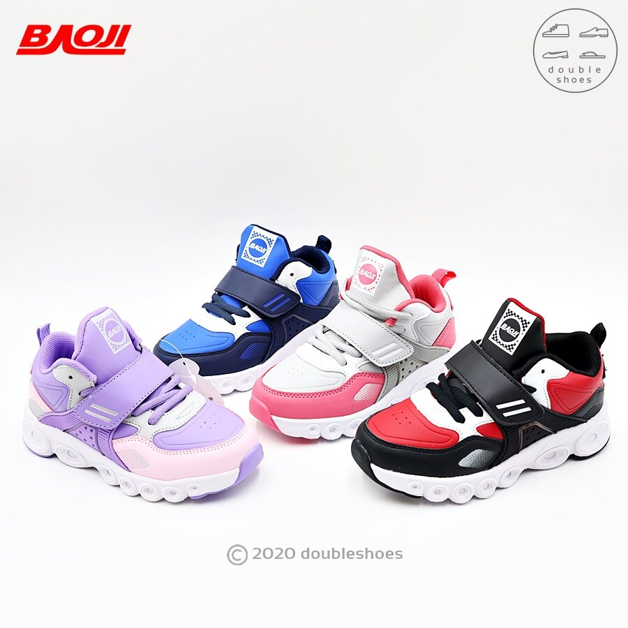 BAOJI ของแท้ 100% รองเท้าผ้าใบเด็ก รองเท้าวิ่ง รุ่น GH837 (ดำ/ เทา/ น้ำเงิน/ ม่วง) ไซส์ 31-36