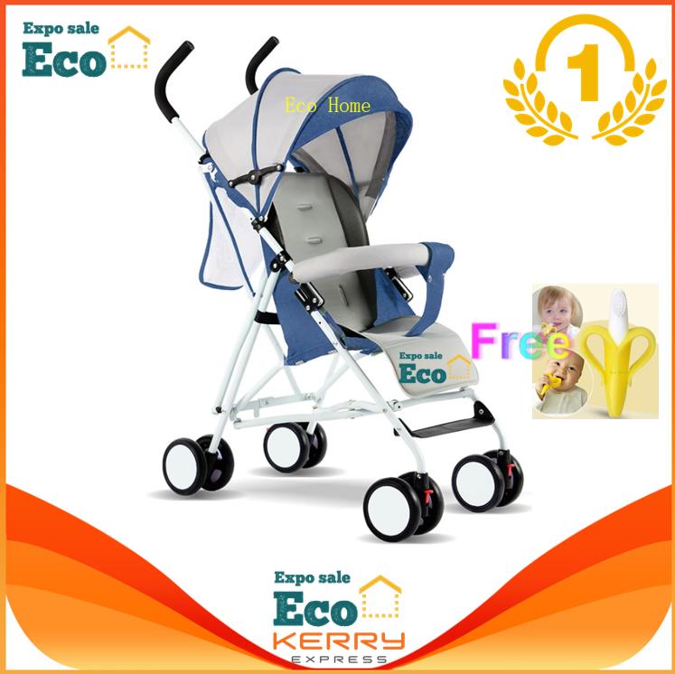 โปรโมชั่น Eco Home รถเข็นเด็กแบบใหม่ 2019：มีน้ำหนักเบา4.4 กิโลกรัม สามารถนั่งได้เท่านั้น ขนาดใหญ่ Baby Stroller 3-36เดือน รุ่น：Eco300 Free Gift baby brush