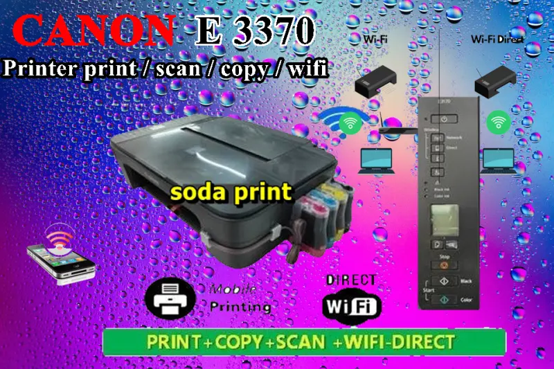 ภาพหน้าปกสินค้าCanon PIXMA E3370 รุ่นใหม่   WIFI พิมพ์/สแกน/ถ่ายเอกสารเครื่องปริ้นพร้อมแท้งค์ ประกัน 1 ปี จากร้าน บจก โซดาปริ้นแอนด์คอม จำกัด บน Lazada