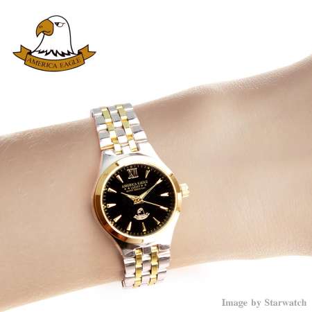 AMERICA EAGLE นาฬิกาข้อมือผู้หญิง สายสแตนเลส รุ่น AE021L - SilverGold/Black