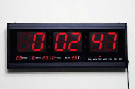 Hotei นาฬิกา LED ติดฝาผนัง ตัวเลข 3 นิ้ว ขนาด 18 นิ้ว - ไฟสีแดง HT4819