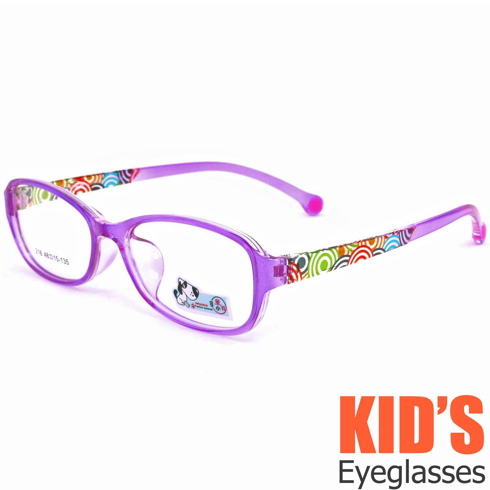 แว่นตาเกาหลีเด็ก Fashion Korea Children แว่นตาเด็ก รุ่น 216 สีม่วงกรอบใส กรอบแว่นตาเด็ก Pillow ทรงวงรียาว Eyeglass baby frame ( สำหรับตัดเลนส์ ) วัสดุ PC เบา ขาข้อต่อ Kid leg joints Plastic Grade A material Eyewear Top Glasses