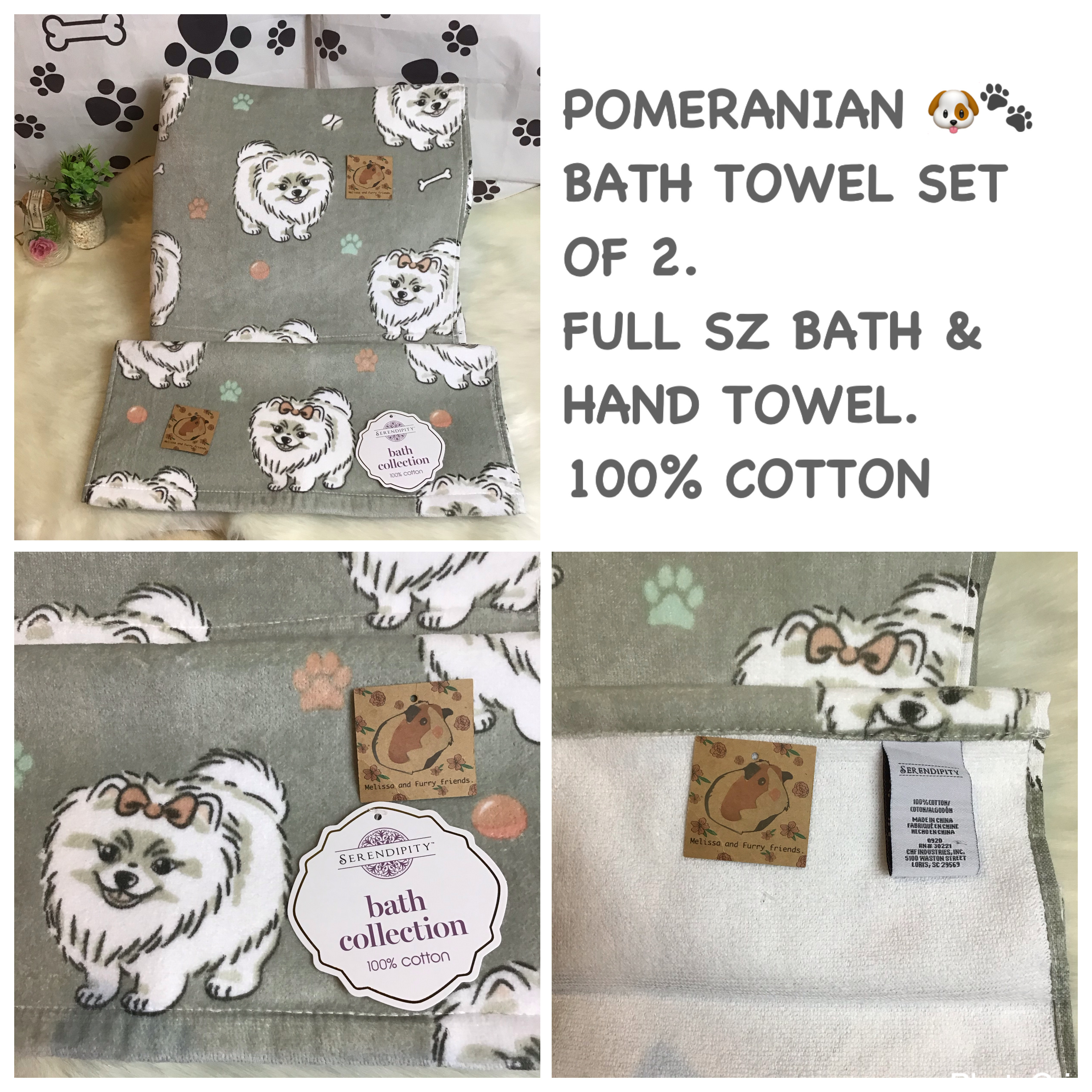 serendipity pomeranian bath towels