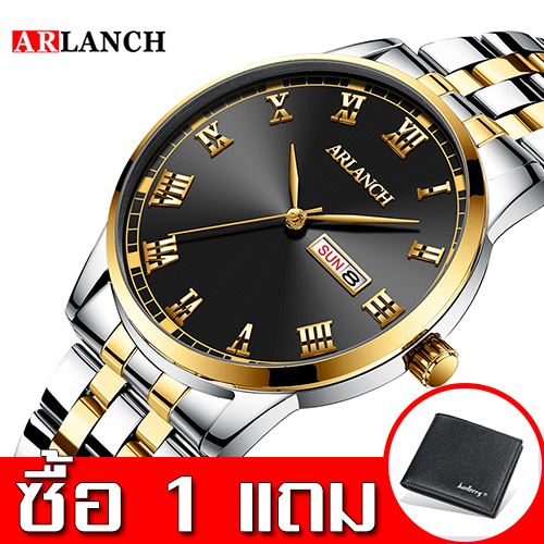 ARLANCH นาฬิกาผู้ชาย นาฬิกาธุรกิจ นาฬิกาข้อมือสแตนเลส กันน้ำ พร้อมปฏิทินคู่ นาฬิกาควอตซ์ ดีไซน์ทันสมัย รุ่นใหม่ การเคลื่อนไหว ของญี่ปุ่น