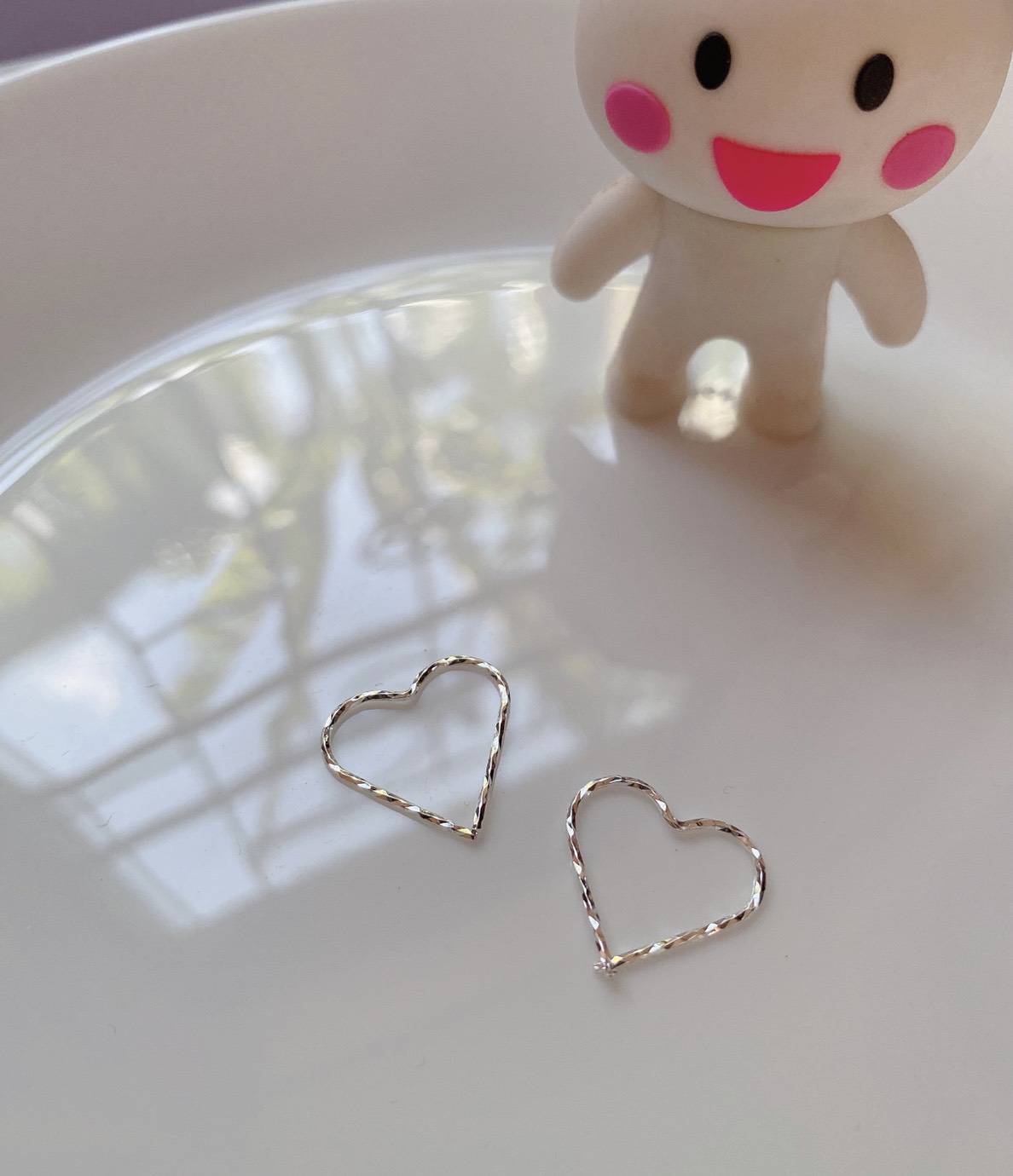 goodgift_station - Heart-shaped 925 sterling silver earrings ต่างหูเงินแท้ ห่วงรูปหัวใจ