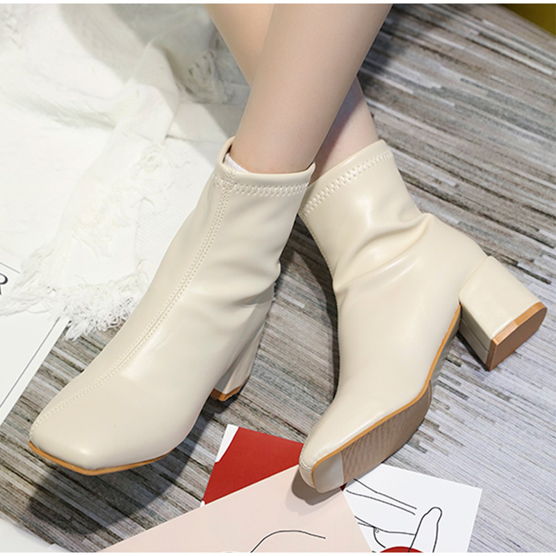 ASILETO High Platform Block Heel Ankle Boots Buckle Strips Zipper Pointed Toe PU Suede Spring Autumn Party Theme
