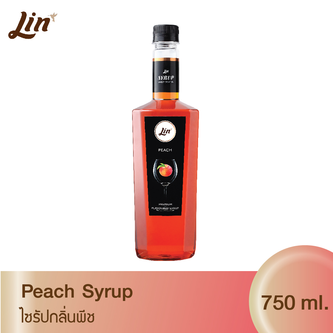 ลินไซรัป น้ำเชื่อมสำหรับมิกซ์ดริ๊งค์ กลิ่น พีช Lin Fruit Flavored Syrups (Peach)