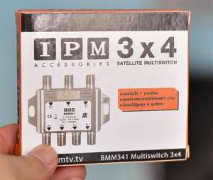 satellite multi switch 3x4 IPM รุ่น BMM341 ใช้ต่อจาก LNB 2 ขั้ว เพื่อเพิ่มจุดรับชมกล่องดาวเทียมได้ 4 จุด อิสระ