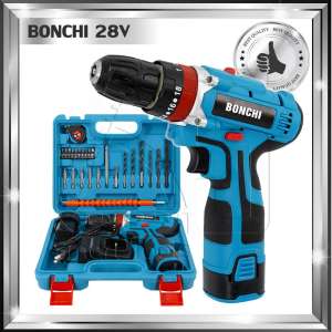 BONCHI สว่านกระแทก ไร้สาย 28V รุ่น 3 ระบบ พร้อมดอกสว่านและอุปกรณ์รวม 28 ชิ้น (แบต
2ก้อน)