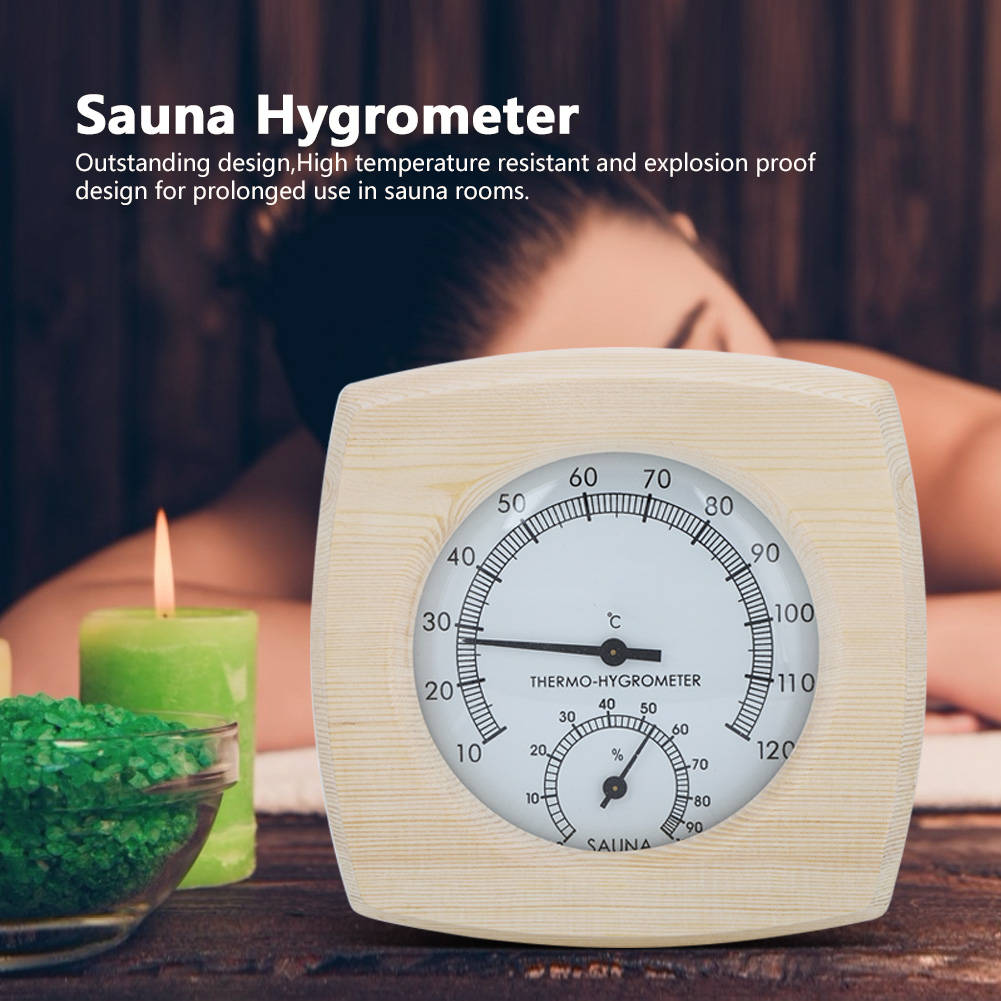 Wood Thermo‑Hygrometer เครื่องวัดอุณหภูมิ Hygrometer สำหรับห้องน้ำ ห้องซาวน่า อุปกรณ์เสริม