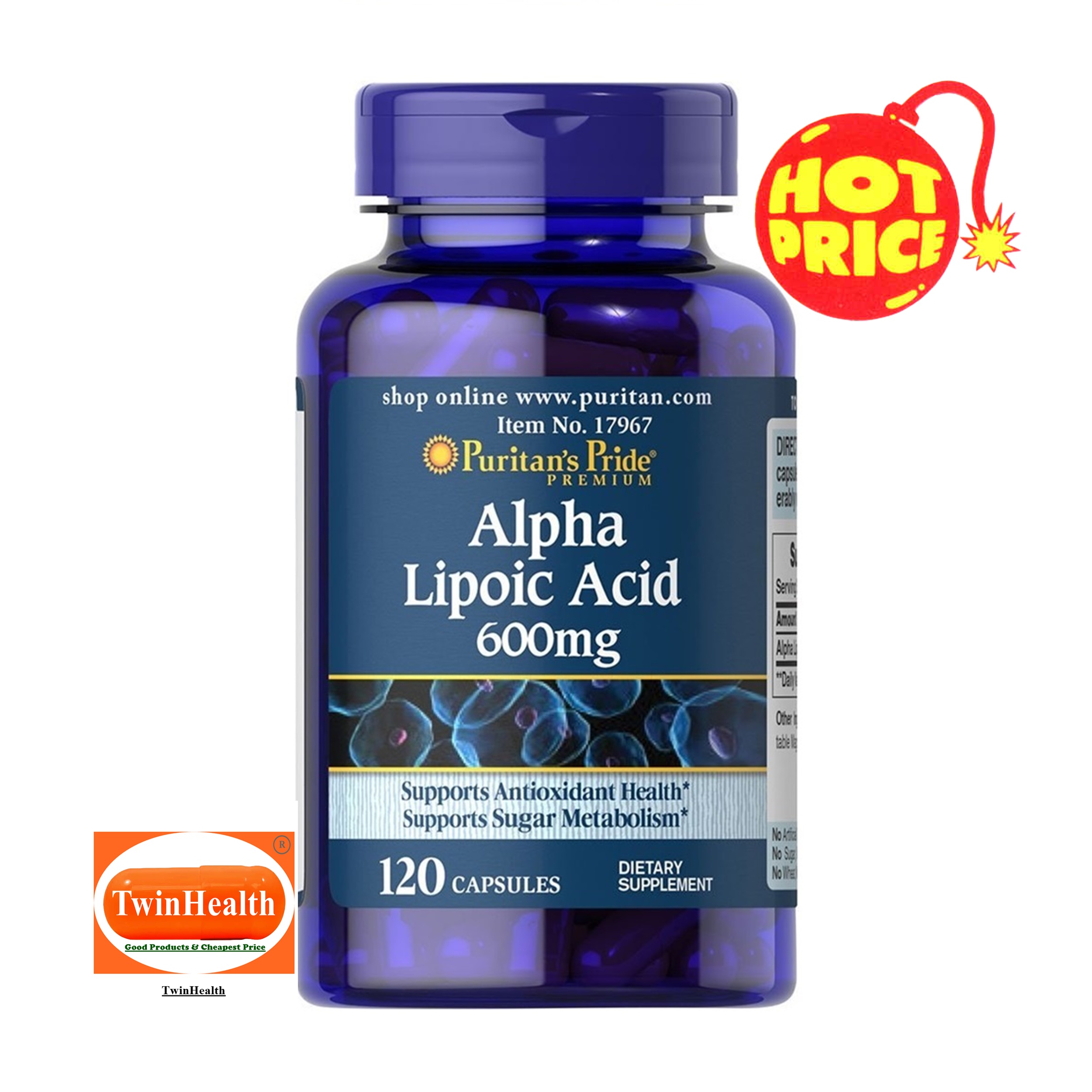 Puritans Pride Alpha Lipoic Acid 600 Mg120 Capsules Th 7524