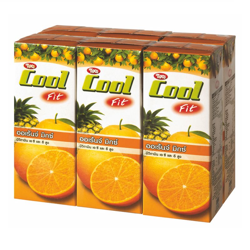 ทิปโก้คูล น้ำส้มมิกซ์ 40 0มล. แพ็ค 6 กล่อง/Tipco Cool 40% Orange Juice Mixed 200ml. Pack of 6 boxes.