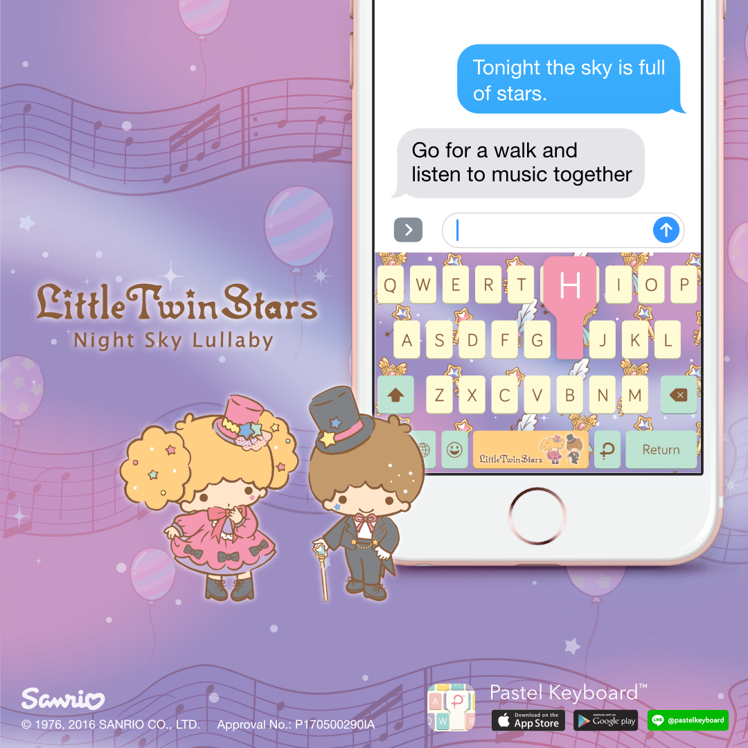 Little Twin Stars Night Sky Lullaby Keyboard Theme⎮ Sanrio (E-Voucher) for Pastel Keyboard App