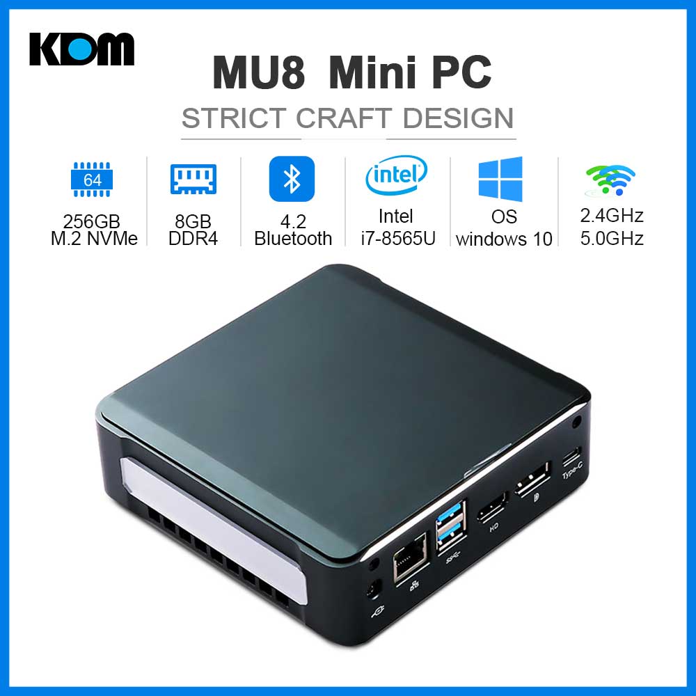 Mu8 มินิพีซี Mini Pc I7-8565U 8Gb/16Gb รองรับ Ssd/ M.2/ Hdd Expansion  Quad-Core 8 เธรดเอาต์พุต 2.4G/5G Wifi บลูทู ธ Gigabit มินิคอมพิวเตอร์  (เปิดใช้งานล่วงหน้า Win 10 Pro) - Projector Mall - Thaipick