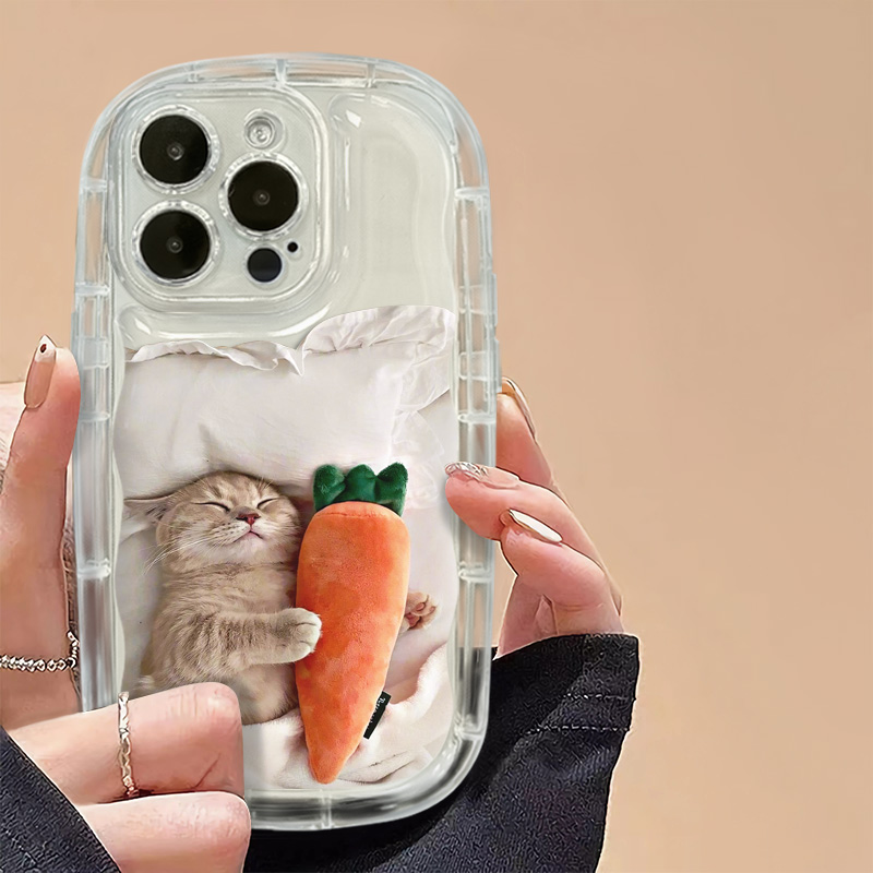 Ốp Điện Thoại TPU Silicone Mềm Trong Suốt Chống Sốc In Hình Mèo Đang Ngủ Cho IPhone 11 14 13 12 Pro XS Max X XR 8 + 7 Plus