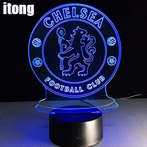 Chel Sea Football Club 3D ไฟกลางคืนภาพลวงตาโคมไฟ 7 สีเปลี่ยน USB โคมไฟตั้งโต๊ะแบบสัมผัส