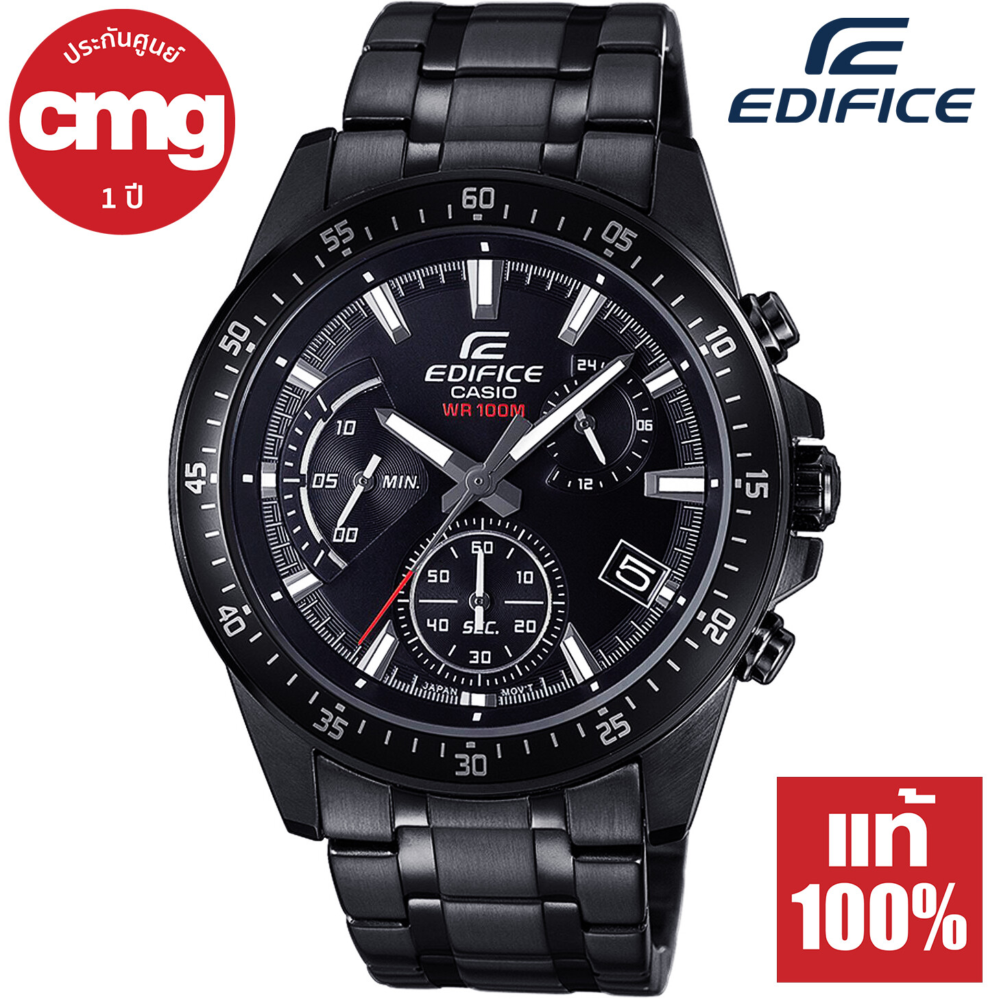 Casio Edifice นาฬิกาข้อมือผู้ชาย โครโนกราฟรมดำ เรซซิ่งสไตล์ สายสแตนเลส รุ่น EFV-540DC-1A ของแท้ ประกัน CMG