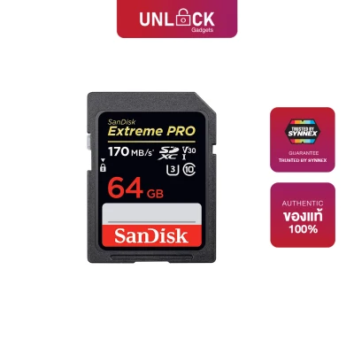 SanDisk เมมโมรี่การ์ด แซนดิส เอสดี Extreme PRO SD CARD ความเร็วอ่าน 170MB/s เขียน 90MB/s (ประกัน Lifetime)