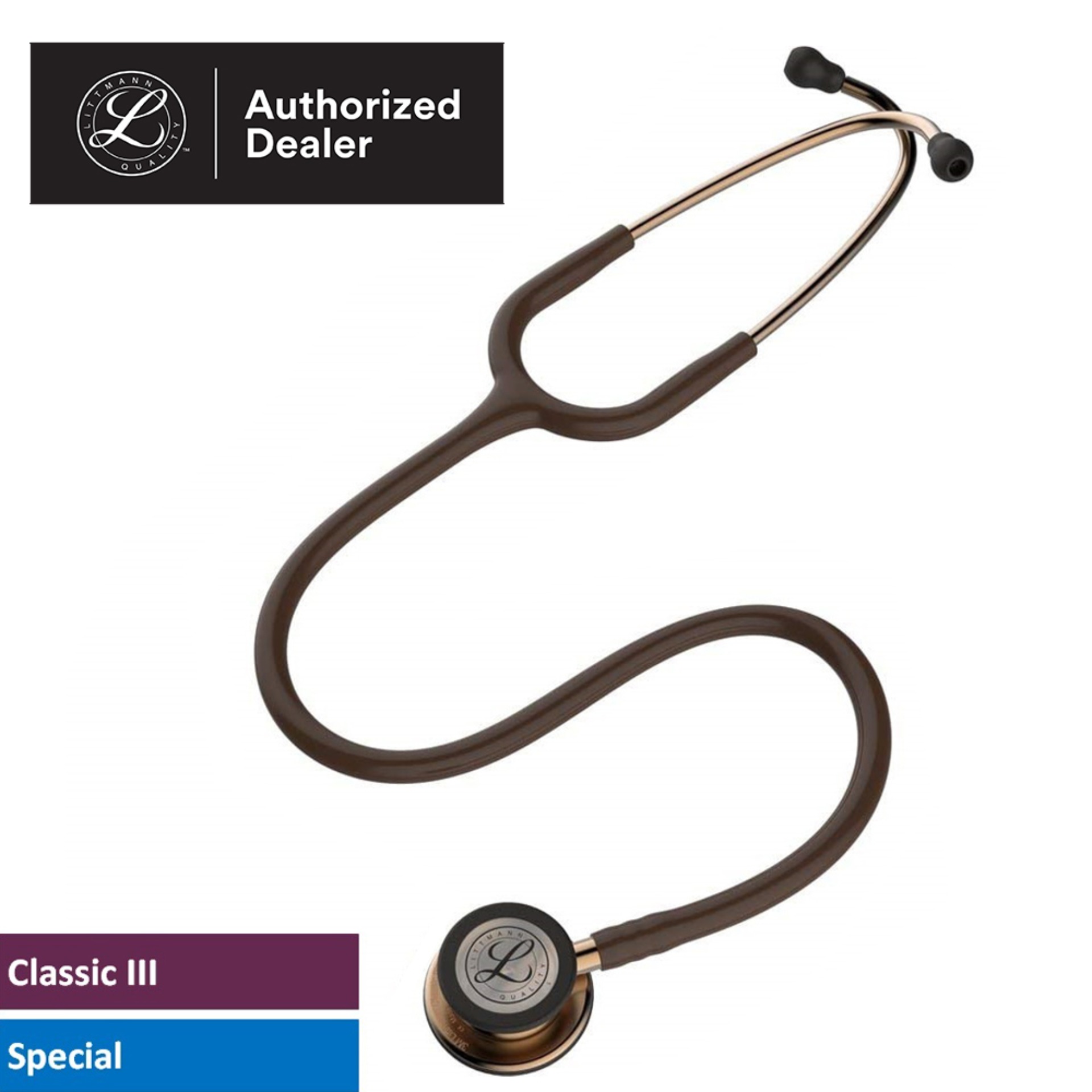 3M Littmann Classic III Stethoscope, 27 inch, #5809 (Chocolate Tube, Copper-Finish Chestpiece, Stainless Stem & Eartubes)